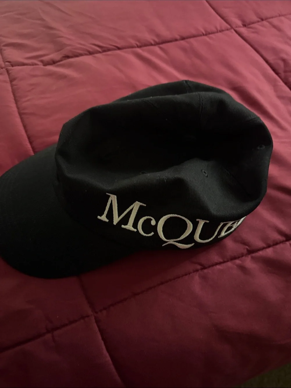 Alexander McQueen Black Logo Military Cap